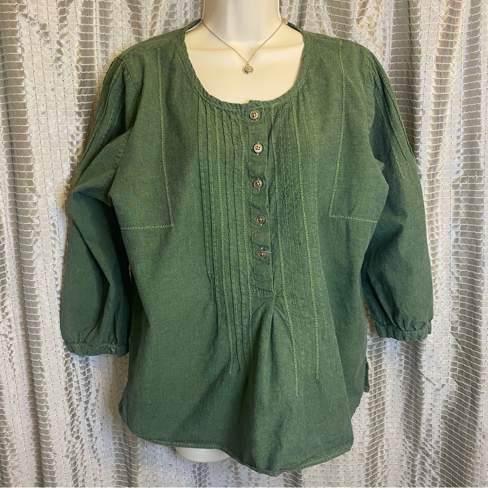 Hunter Green Caribbean Joe Bohemian Top XL - Picture 1 of 6